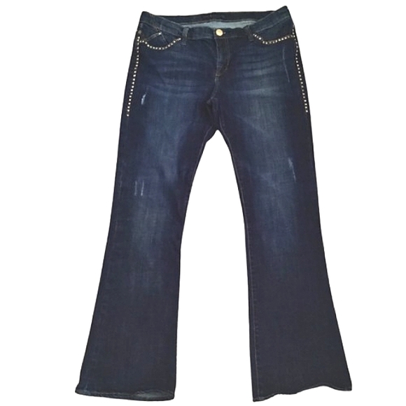 Rock & Republic Kasandra Gold Studded Bootcut Jeans 16 - Picture 2 of 15
